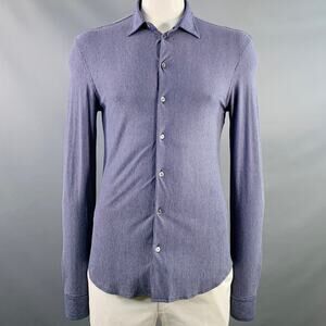 EMPORIO ARMANI Size L Blue White Zig Zag Polyamide Blend Long Sleeve Shirt